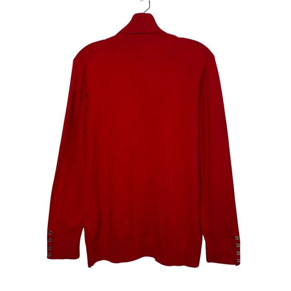 Tommy Hilfiger Women's Red Cotton Turtleneck with Four Button Cuffs, Size Large - Picture 7 of 12